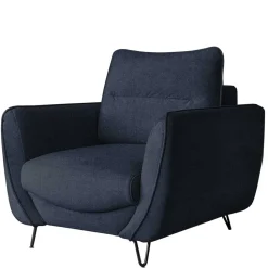 Wohnzimmersessel in Blaugrau Velours - Chiyom