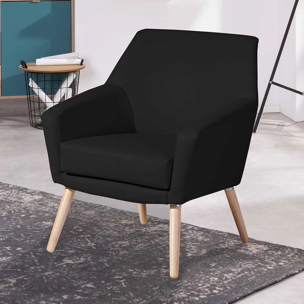 Wohnzimmersessel in Schwarz Kunstleder - Ciabeta
