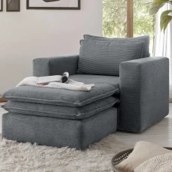 Wohnzimmersessel und Hocker Set - Ruffos (zweiteilig)
