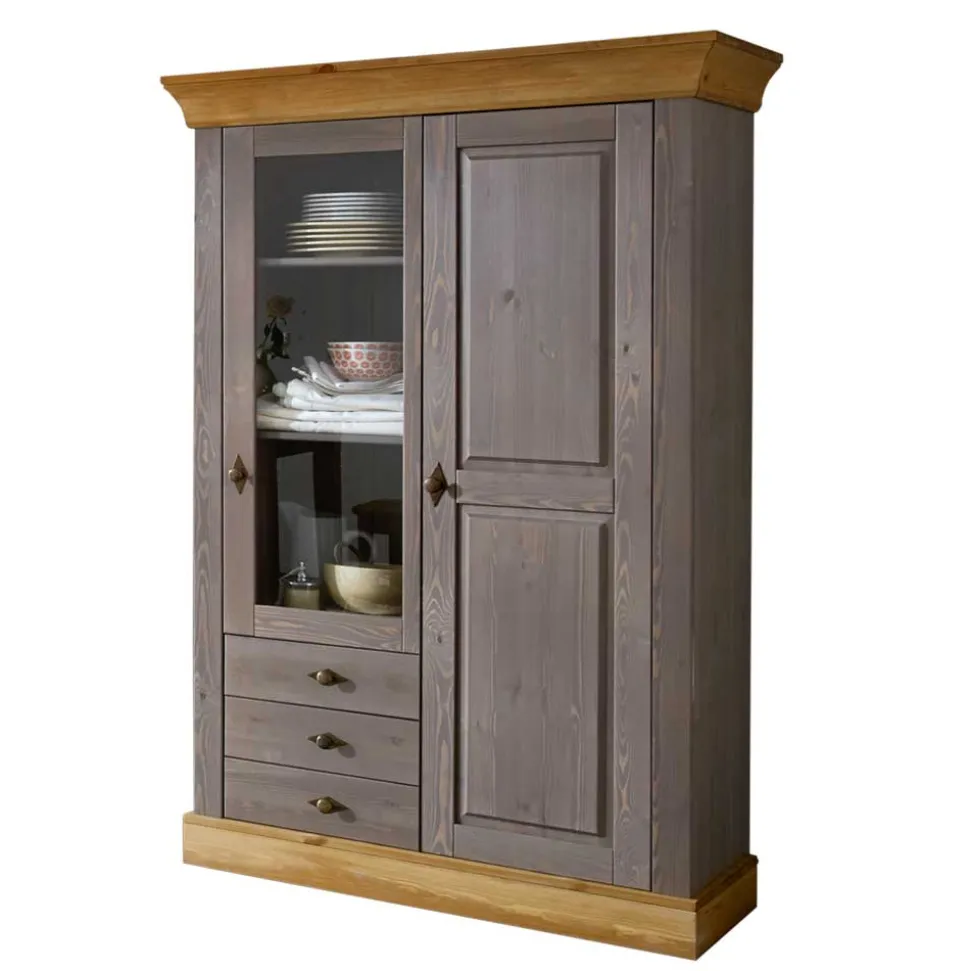 Wohnzimmervitrine Cempino in Grau
