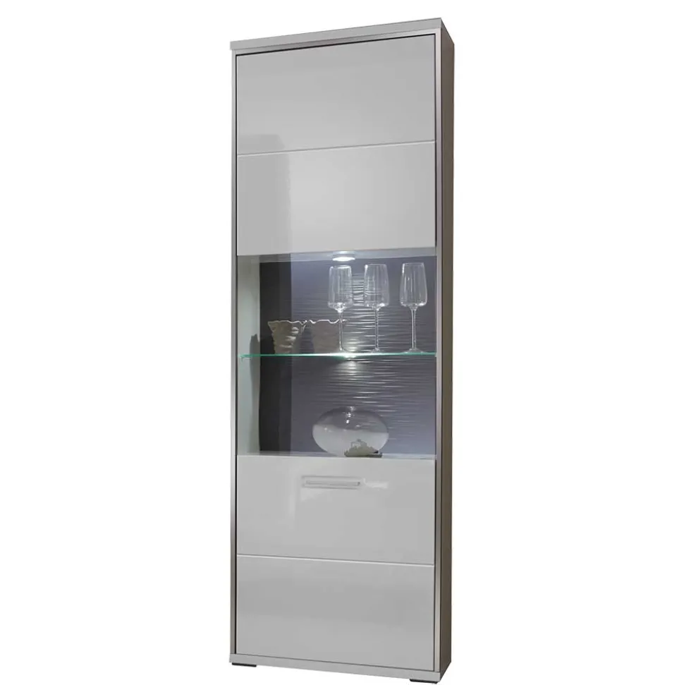 Wohnzimmervitrine Tacroma in Weiß Hochglanz