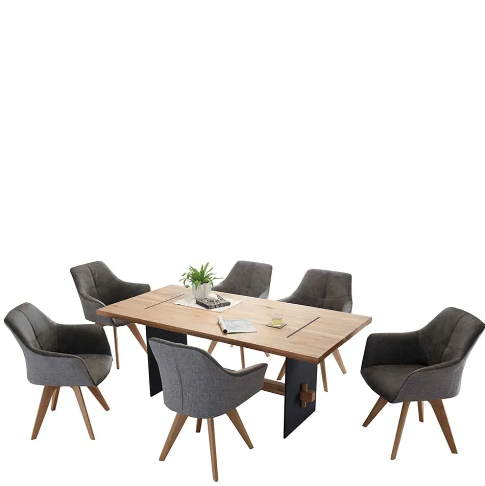 180x90 cm Esstisch & Tischsessel - Khawala (siebenteilig)