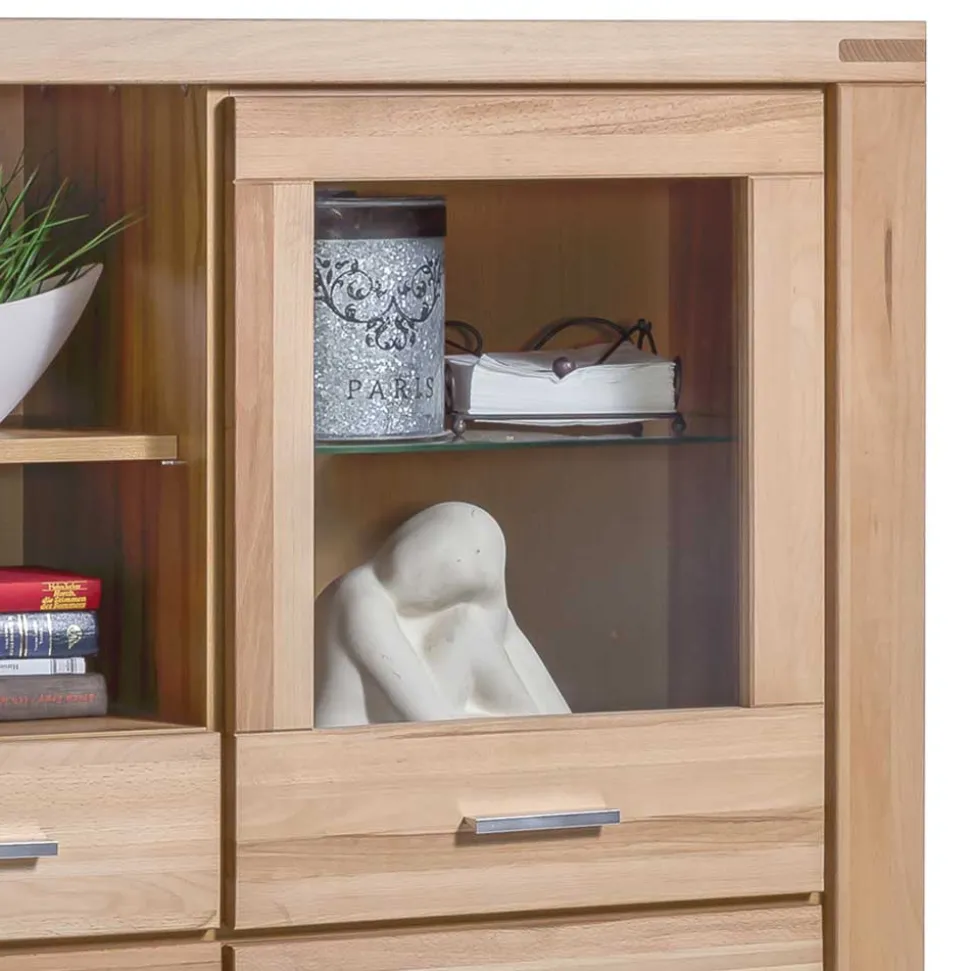 158x140 cm Kernbuche Highboard 5-türig - Uhelia
