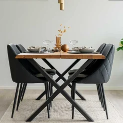 140x95 Esstisch & Polsterstühle - Georgetta (fünfteilig)