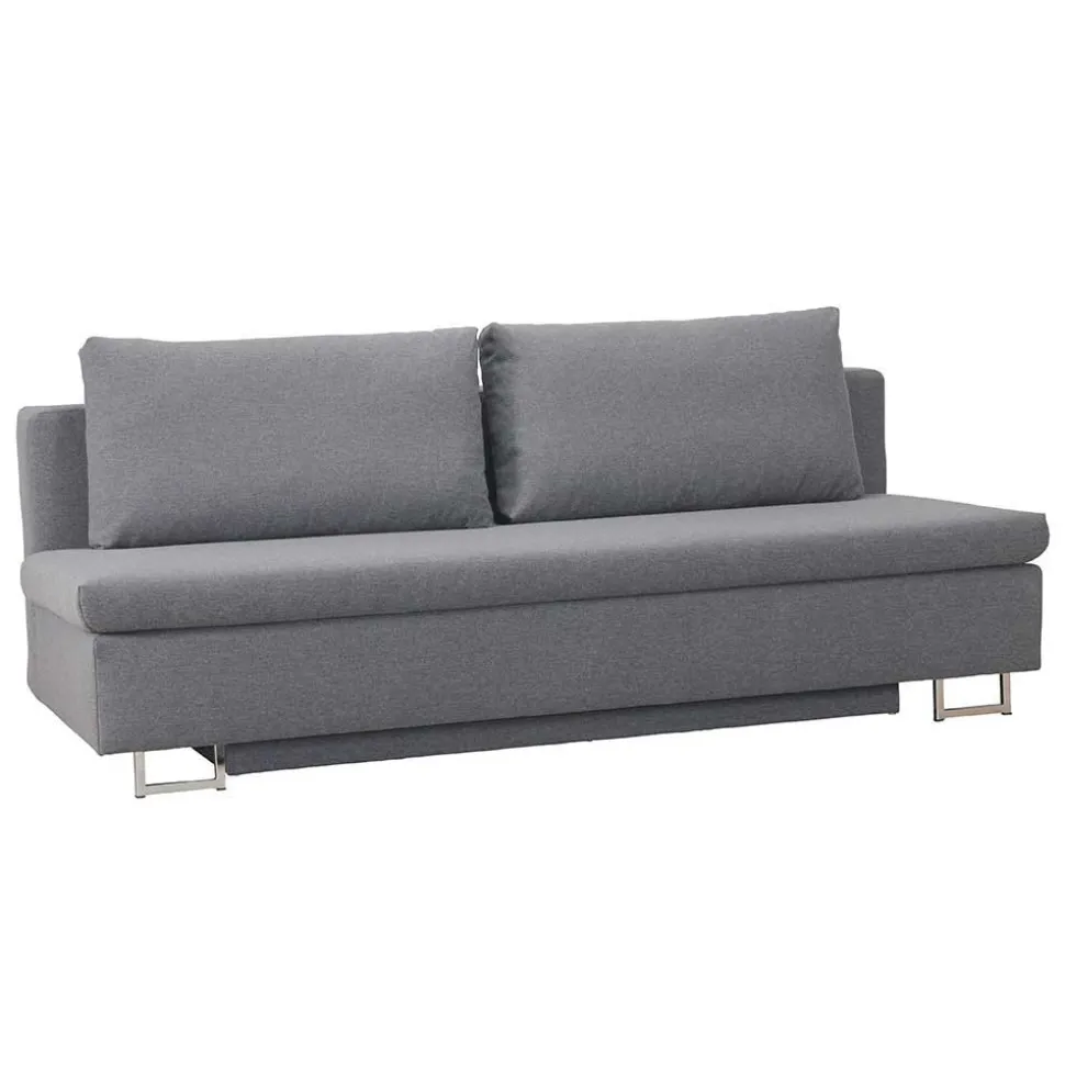 150x200 Schlafcouch mit Bettkasten in Hellgrau Batista mit Kaltschaum