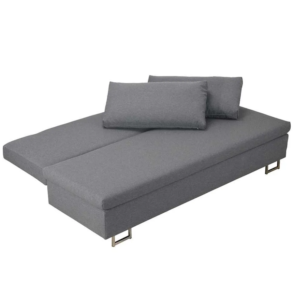150x200 Schlafcouch mit Bettkasten in Hellgrau Batista mit Kaltschaum