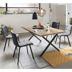 160x90 Tisch mit X-Füßen & Stühle - Zandras (fünfteilig)