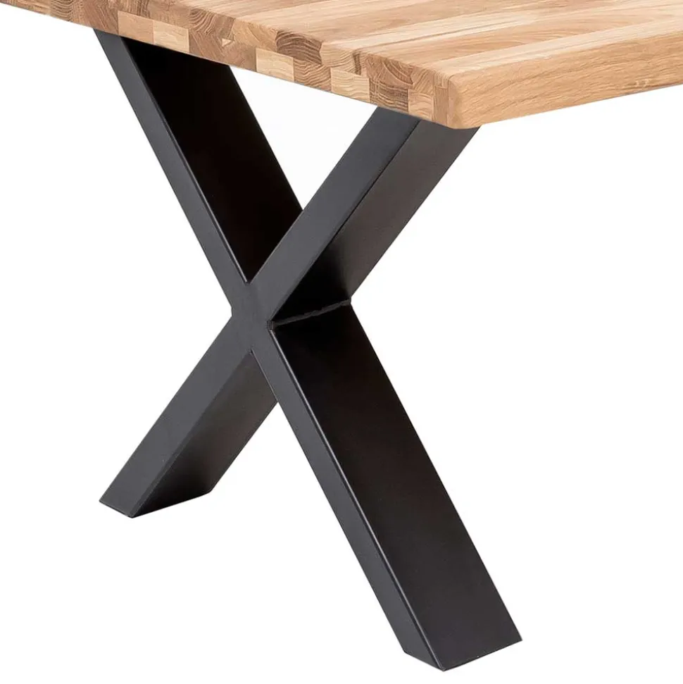 X-Fuß Sofatisch mit Live Edge Holzplatte - Riconia