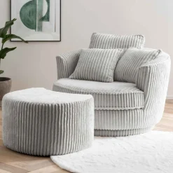 XL Drehsessel mit Hocker Set - Iliana (zweiteilig)