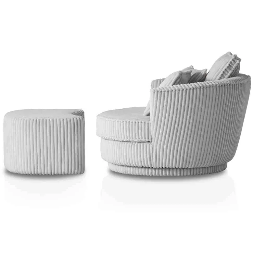 XL Drehsessel mit Hocker Set - Iliana (zweiteilig)