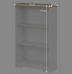 75x115x30 3 Fächer Regal in Weiß & Eiche - Akedra