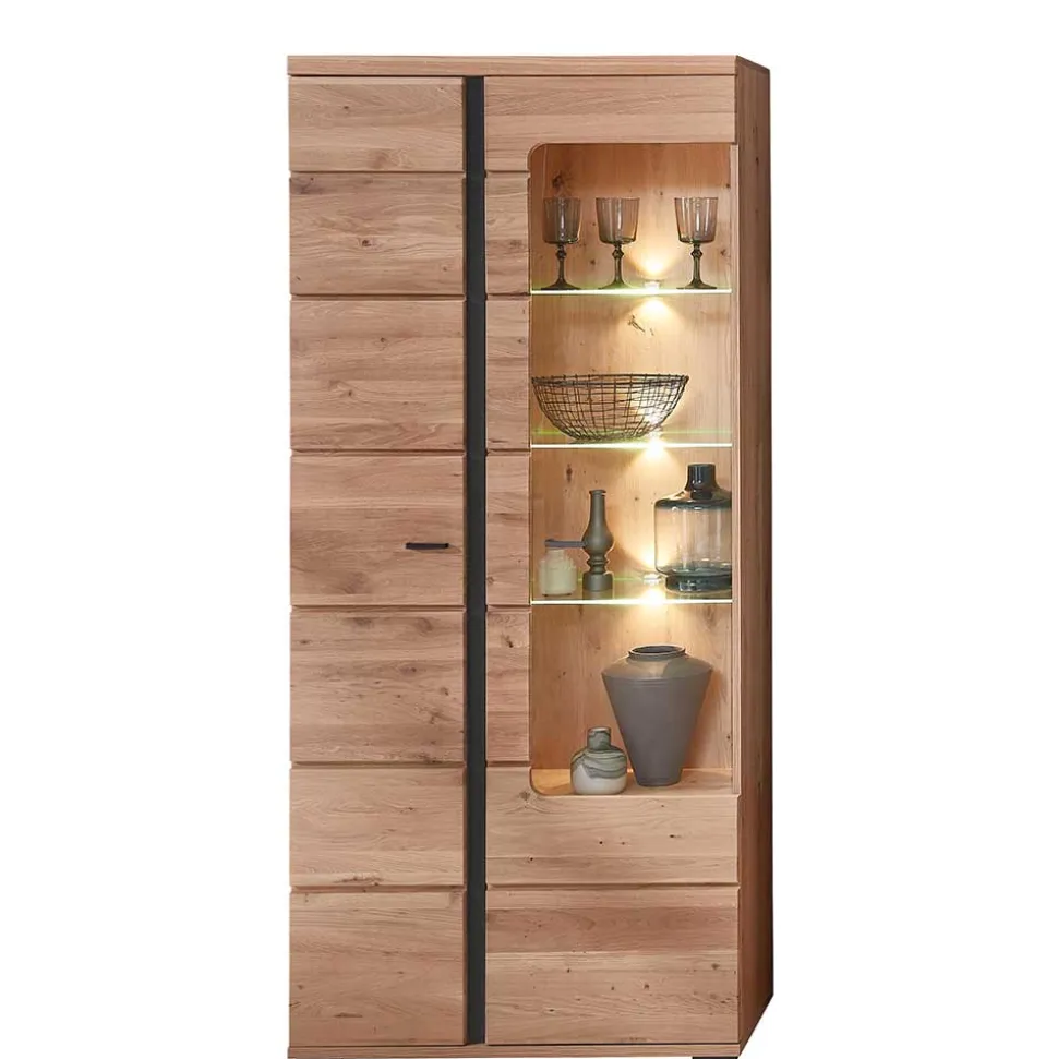 90x203x38 Beleuchtete Vitrine teilmassiv - Mattadore