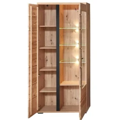 90x203x38 Beleuchtete Vitrine teilmassiv - Mattadore