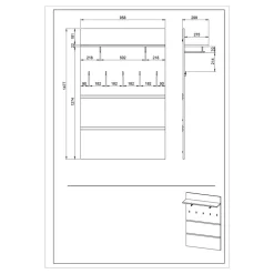 96x14x30 cm Garderobe Paneel in Wildeiche & Grau - Orsecca