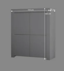 110x140x42 cm Highboard in Weiß lackiert - Mikes