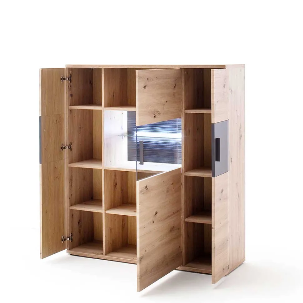 120x134x37 cm Highboard mit drei Türen - Vecenda