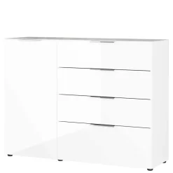 134x101x42 cm Kommode in Weiß mit Glas - Rufu