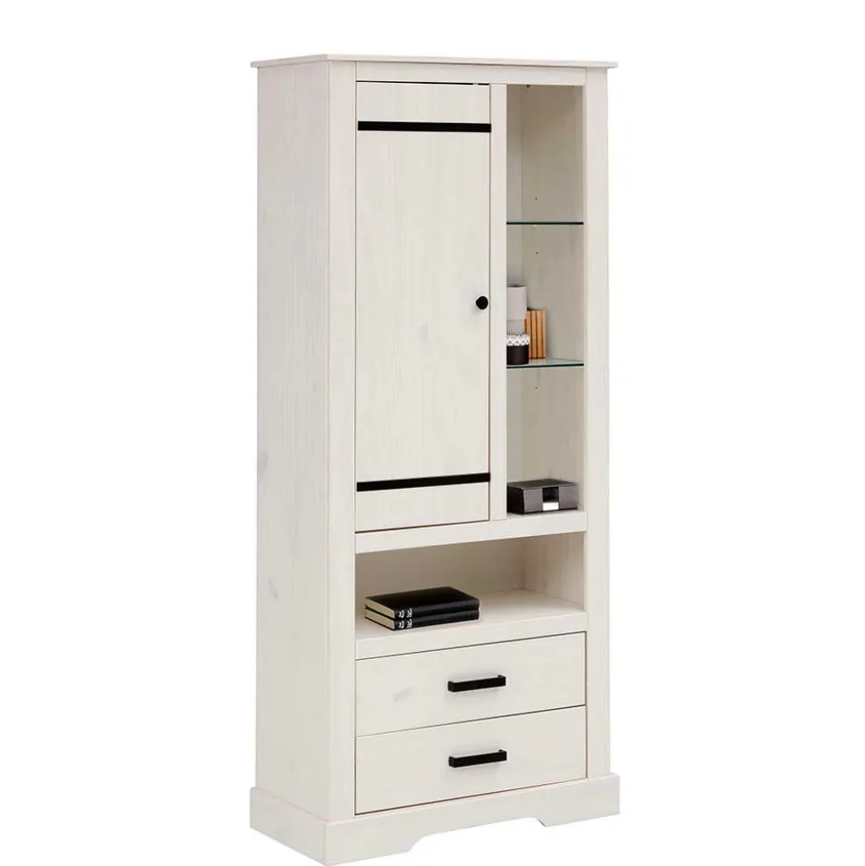 75x170x35 cm Landhaus Schrank in Weiß - Manduza