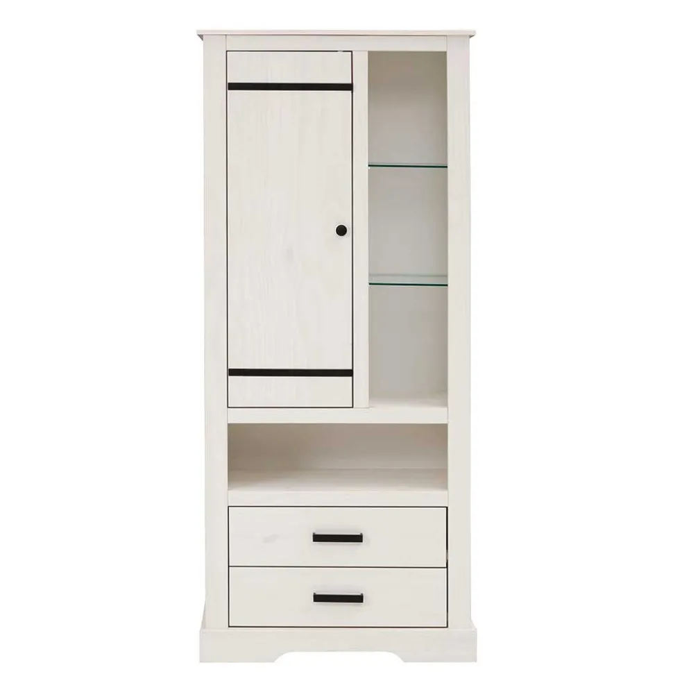 75x170x35 cm Landhaus Schrank in Weiß - Manduza