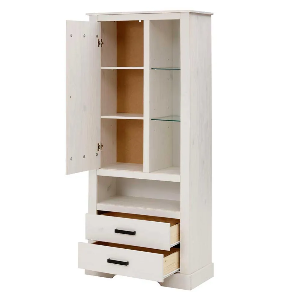 75x170x35 cm Landhaus Schrank in Weiß - Manduza