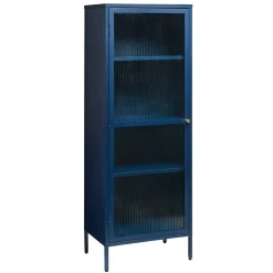 58x160x40 cm Metall Vitrine in Blau - Liseola