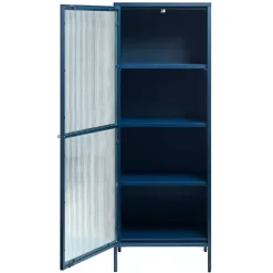 58x160x40 cm Metall Vitrine in Blau - Liseola