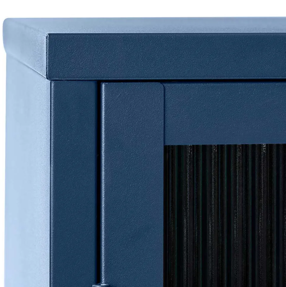 58x160x40 cm Metall Vitrine in Blau - Liseola