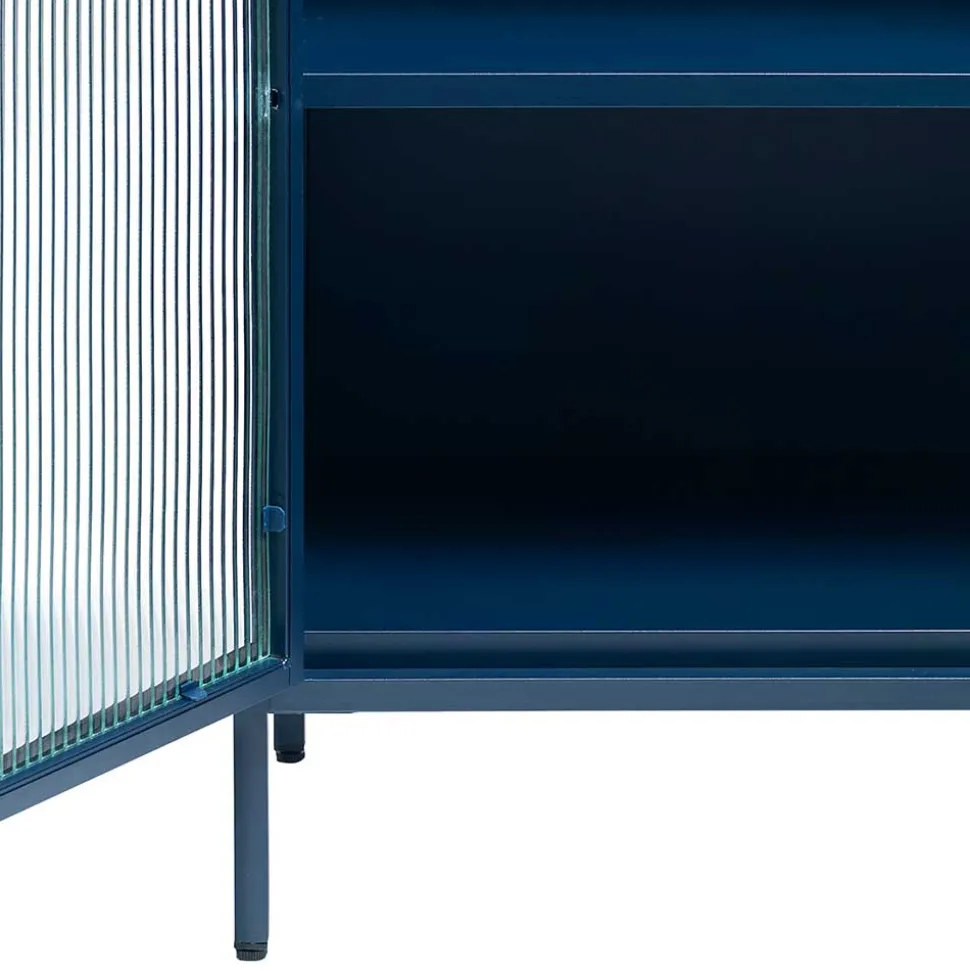 58x160x40 cm Metall Vitrine in Blau - Liseola