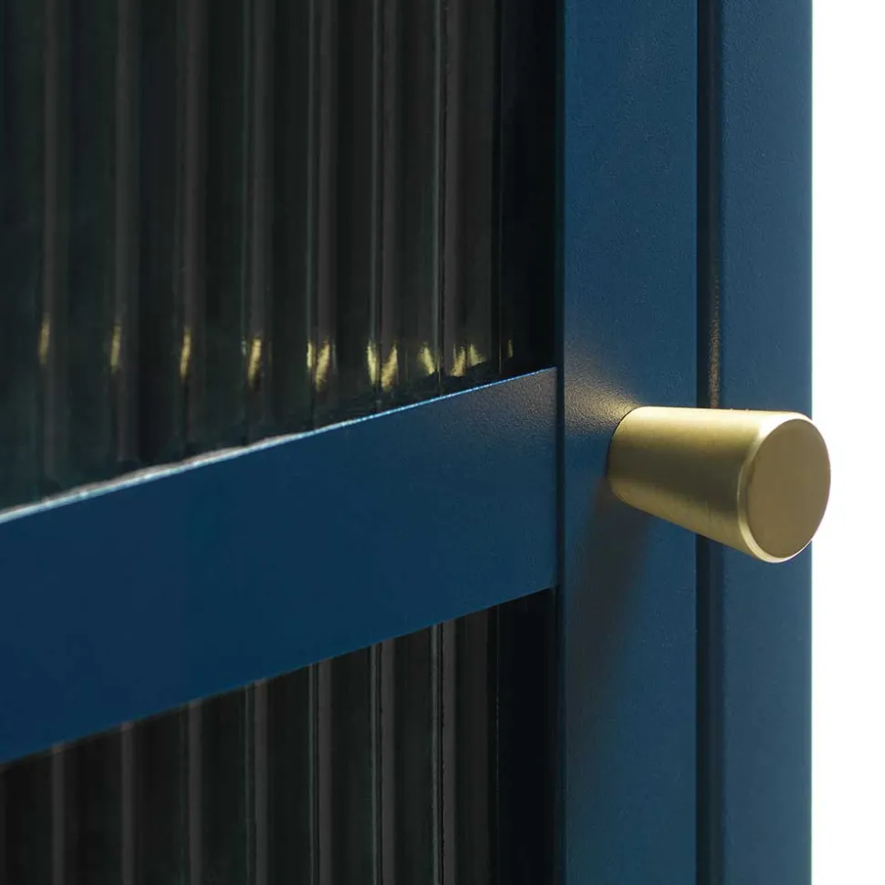 58x160x40 cm Metall Vitrine in Blau - Liseola