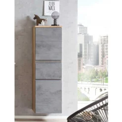 130x40x35 cm Midi Badschrank in Beton & Wildeiche - Mia