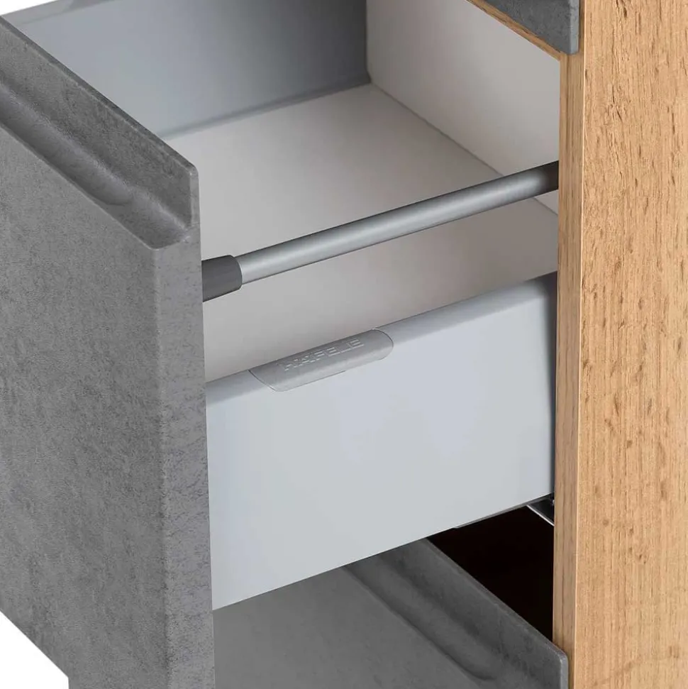 130x40x35 cm Midi Badschrank in Beton & Wildeiche - Mia