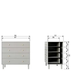 94x91x52 cm Skandi Kommode in Grau - Huvina