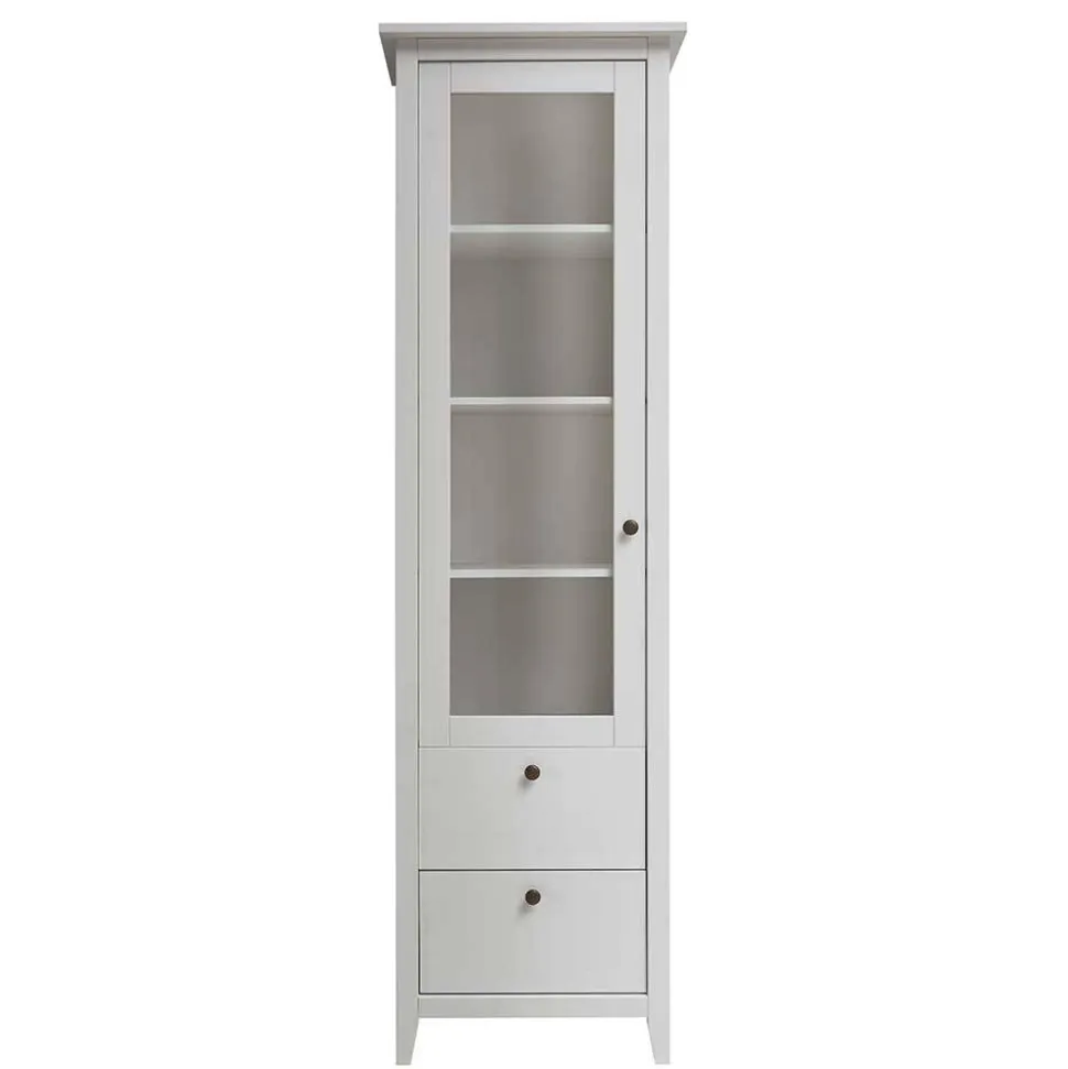 58x200x40 cm Skandi Vitrine in Weiß lackiert - Astinion