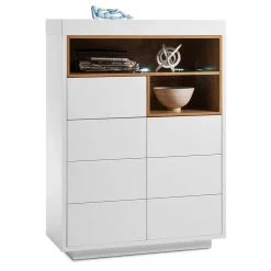 99x135x40 Design Highboard in Weiß & Eiche - Rucian