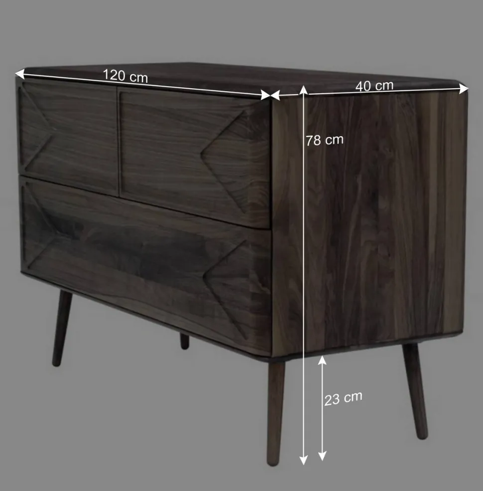 120x78x40 Design Kommode aus Nussbaum - Rivossa