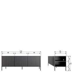 150x56x44 Design Lowboard in Esche Dunkel - Eyes