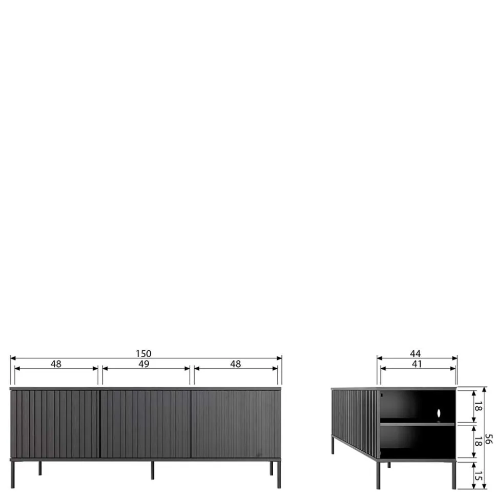 150x56x44 Design Lowboard in Esche Dunkel - Eyes