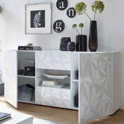 181x84x42 Designer-Sideboard in Glänzend-Weiß - Vovasoma