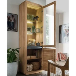 65x205x40 Echtholz Vitrine aus Wildeiche - Embleys