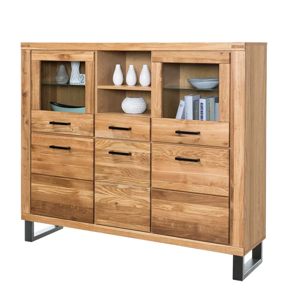 158x140x40 Highboard aus Wildeiche teilmassiv - Arello I