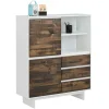 100x120x35 Highboard in Weiß & Kiefer dunkel - Chihu