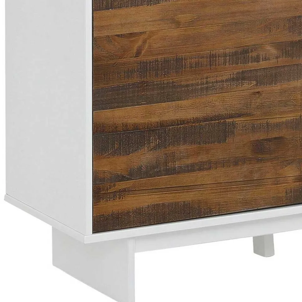 100x120x35 Highboard in Weiß & Kiefer dunkel - Chihu