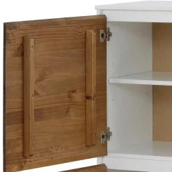 100x120x35 Highboard in Weiß & Kiefer dunkel - Chihu