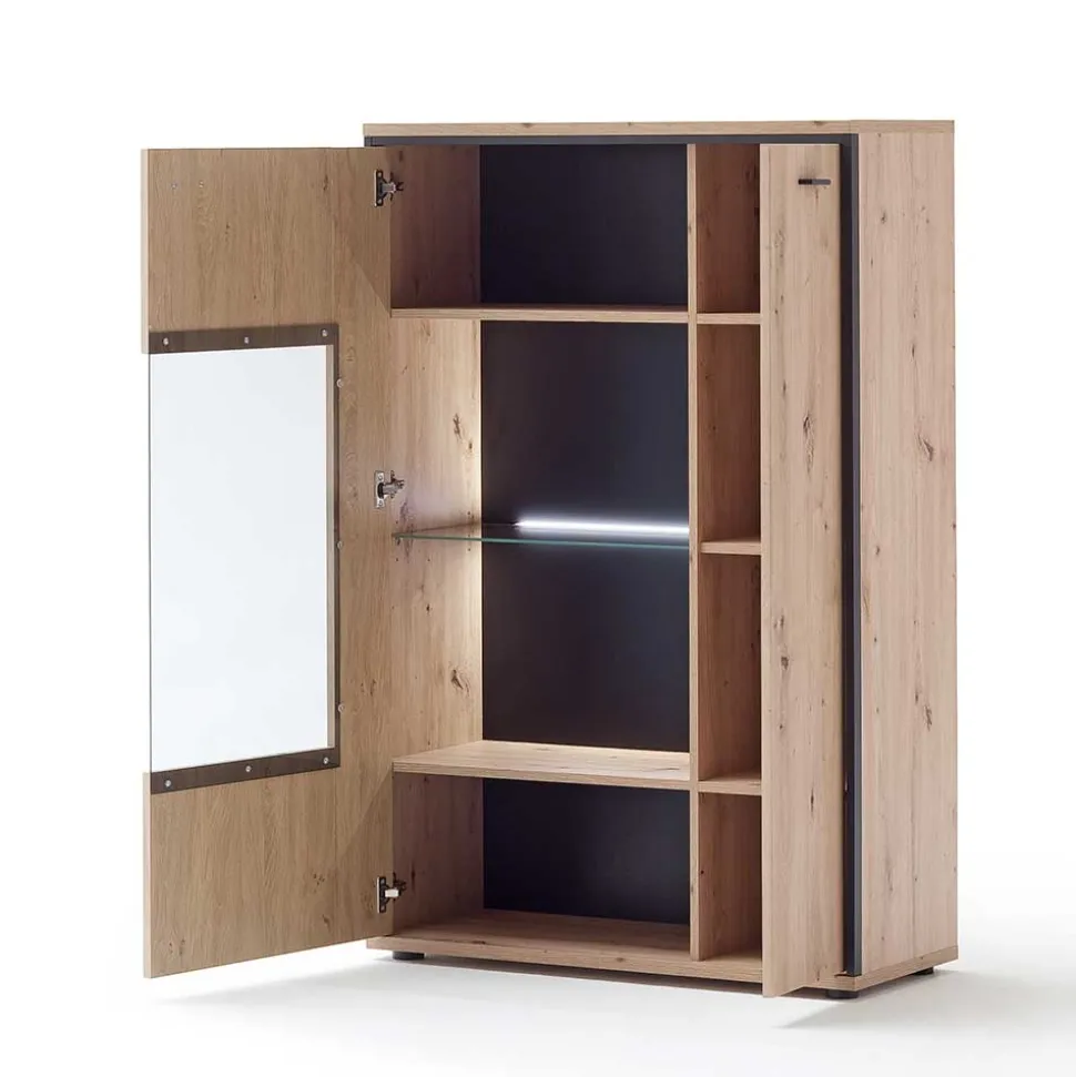 93x142x38 Highboard mit Glaseinsatz - Nikdus