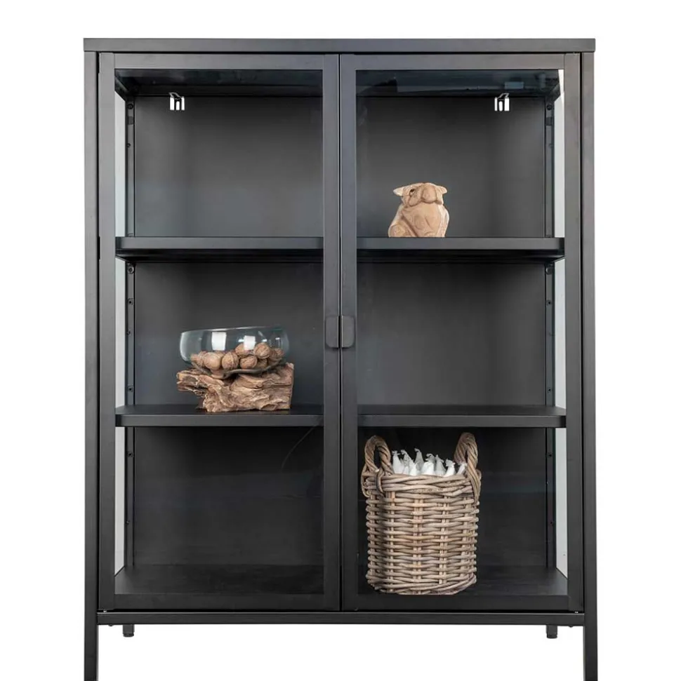 80x102x40 Highboard Vitrine aus Glas & Stahl - Immy