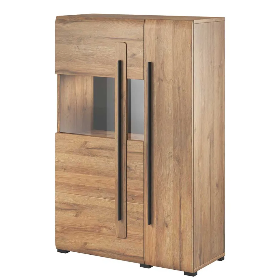 90x136x39 Highboard Vitrine in Eiche Holzoptik - Aberdeen