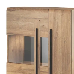 90x136x39 Highboard Vitrine in Eiche Holzoptik - Aberdeen