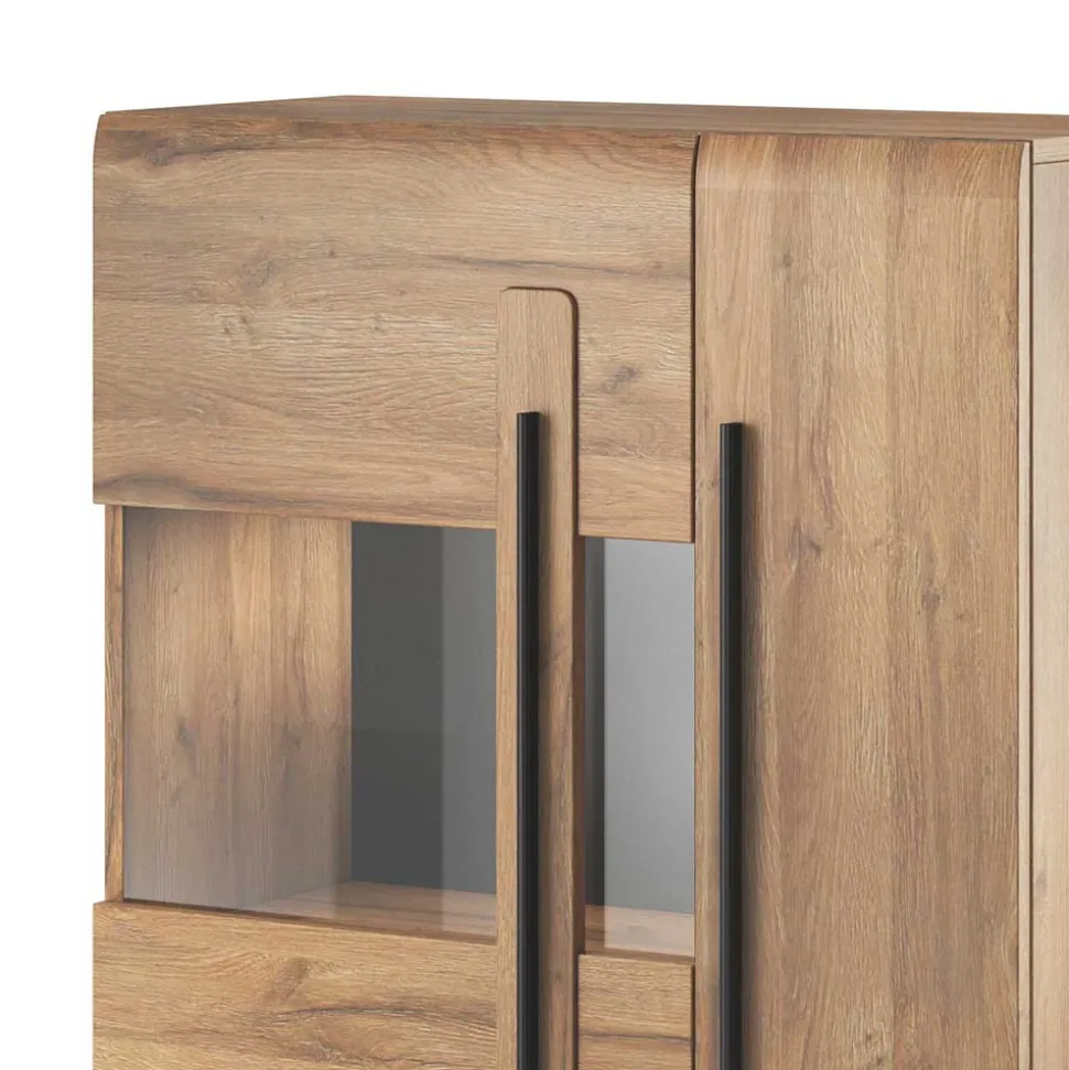 90x136x39 Highboard Vitrine in Eiche Holzoptik - Aberdeen