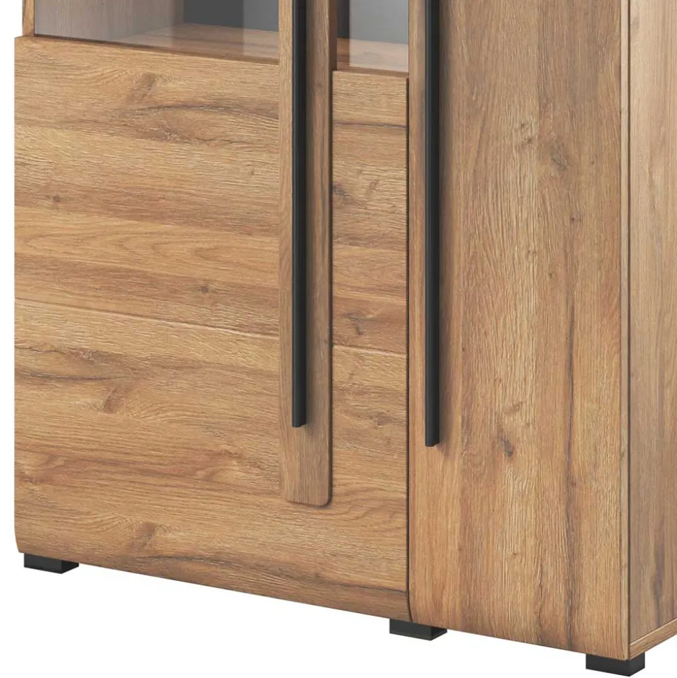 90x136x39 Highboard Vitrine in Eiche Holzoptik - Aberdeen