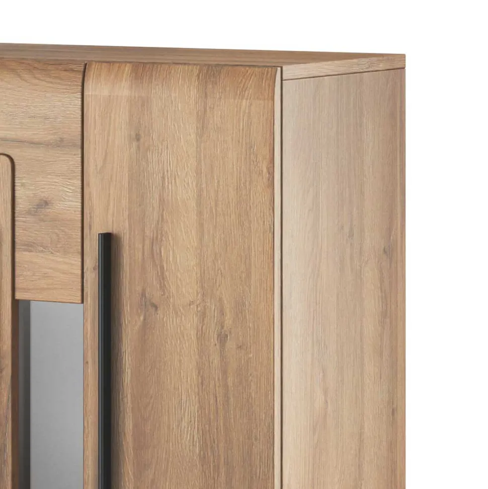 90x136x39 Highboard Vitrine in Eiche Holzoptik - Aberdeen